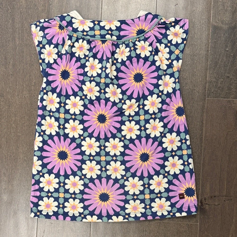 Tea Collection Girls 3T Floral Geometric Cotton Dress Pink Blue Boho